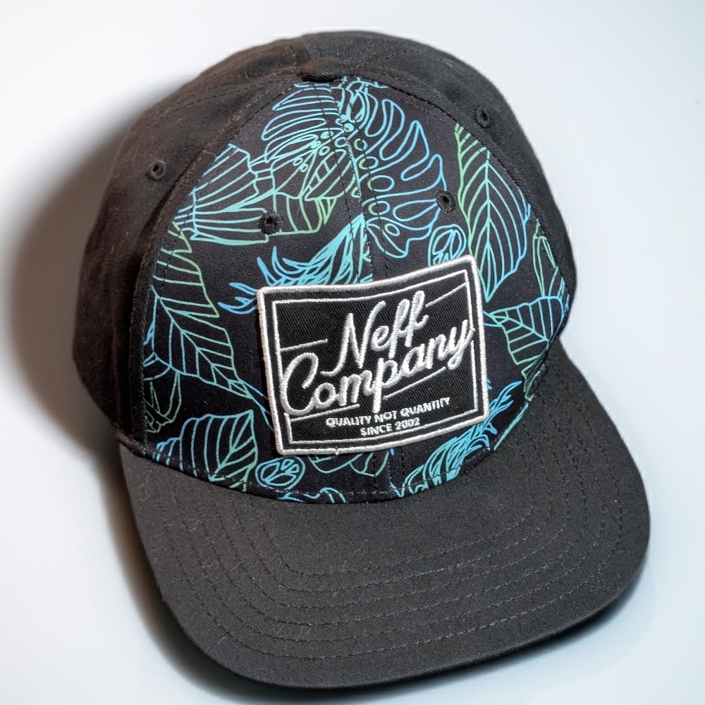 Neff Black‎ Blue Green Leaf Floral Print Snapback Adjustable Hat Men One Size